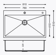 [32 x 20 x 9] Single Bowl Hand Crafted Kitchen Sink With Taphole